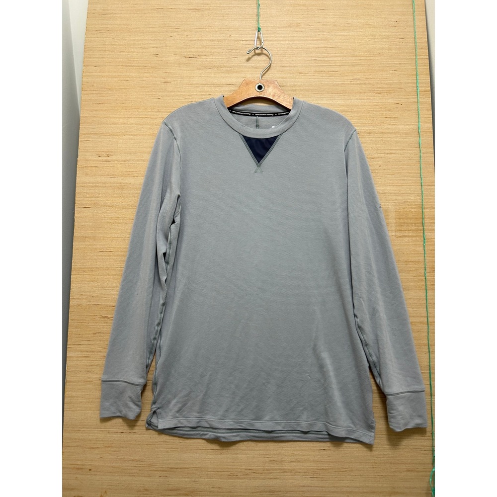 New Balance Heat Mens‎ Large Gray Long Sleeve Running Training Shirt Reflective